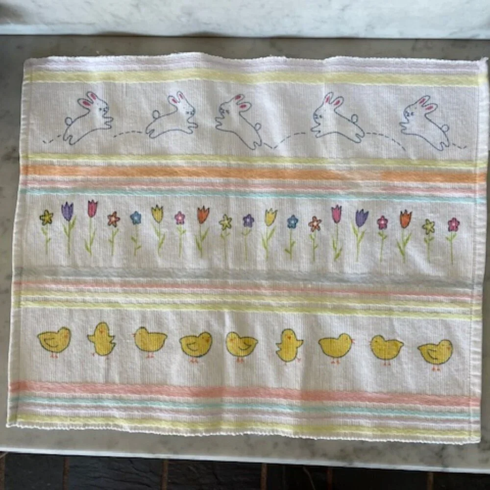 blossoms&blooms Placemats (4) Bunny, Chick, Floral Stripe Pattern from K…